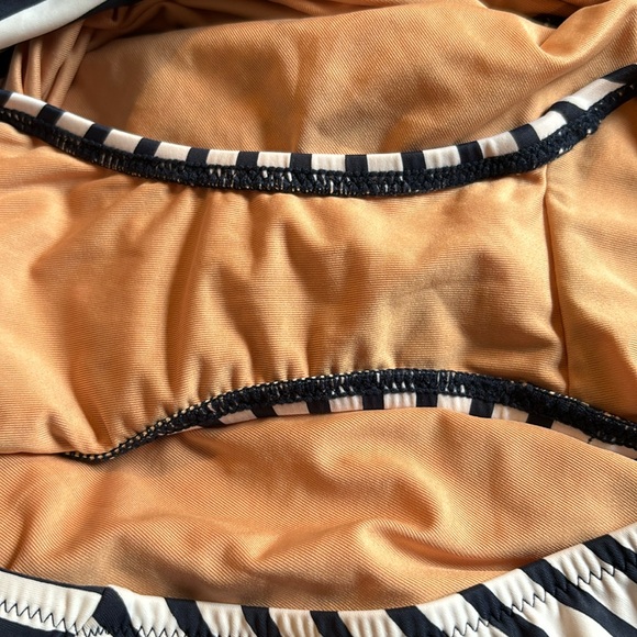 Reimagined by J Crew ruched bandeau one piece bathing suit in horizontal stripes - Picture 8 of 15